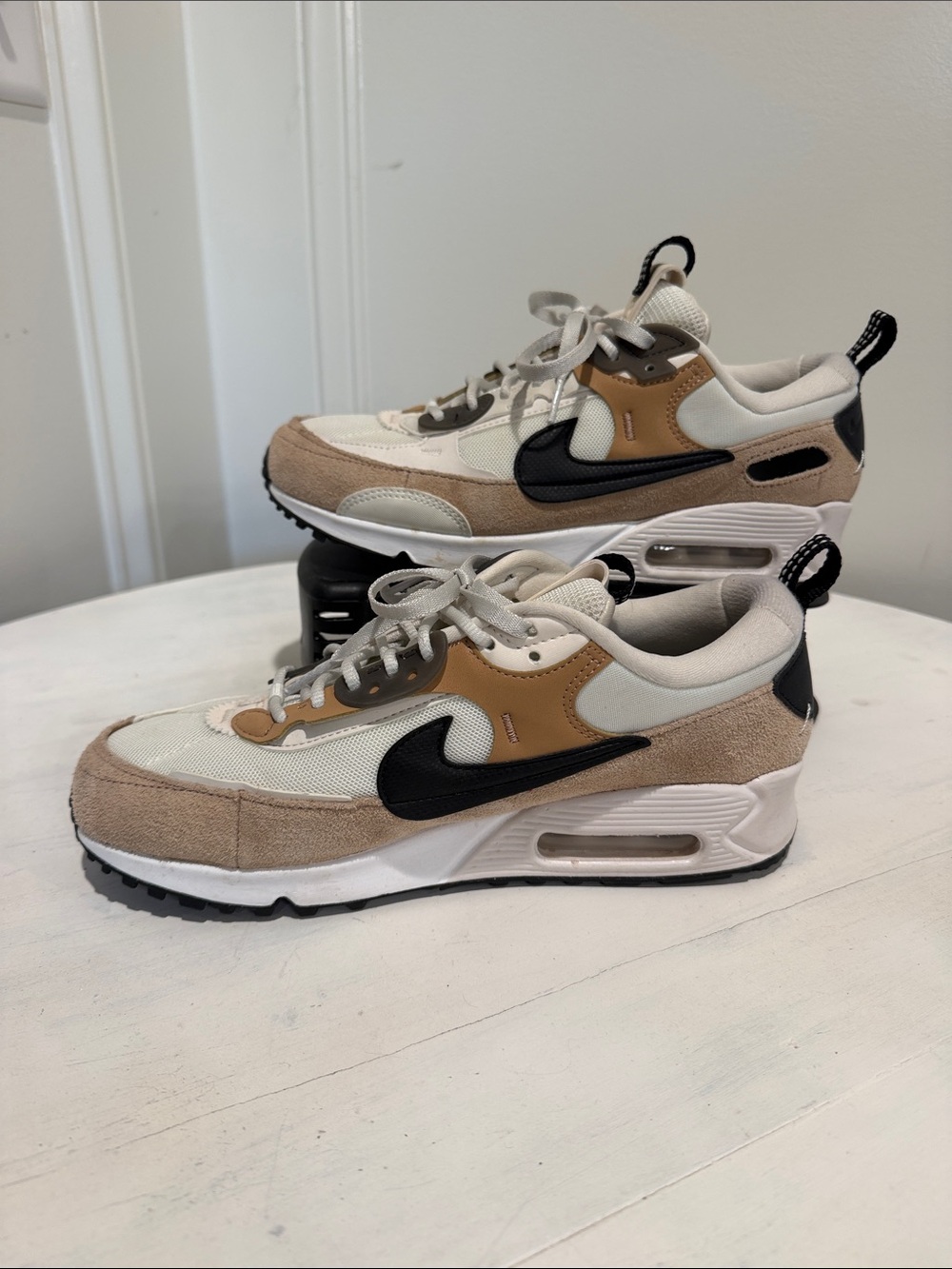 Nike Women's Beige Tan & Black Air Cushion Sneakers